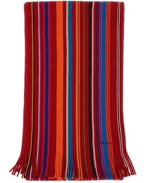 Paul Smith Striped Fringed Scarf - Rood