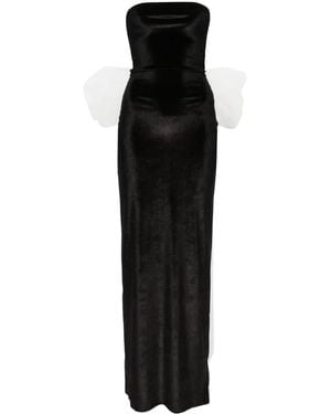 Atu Body Couture Bow-Detail Velvet Gown - Black