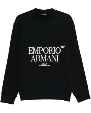 Emporio Armani Logo Cotton Sweatshirt - Black