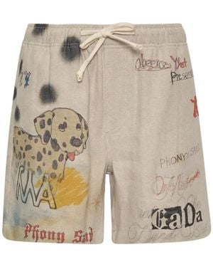 OPEN YY Graphic-Print Drawstring Shorts - Natural