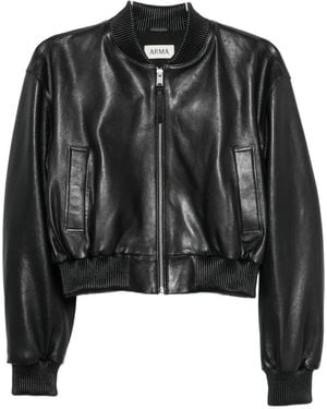 Arma Hannan Leather Bomber Jacket - Black