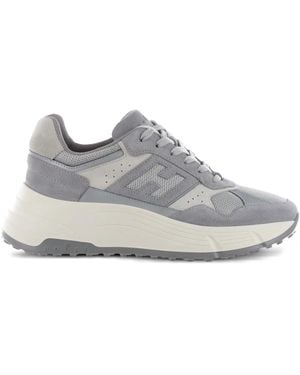 Hogan Lace-Up Suede Sneakers - Grey