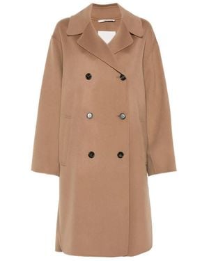Max Mara Double-Breasted Wool Midi Coat - Natural