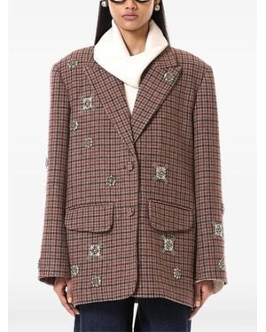 Dhruv Kapoor Blazer Con Cintura E Cristalli - Marrone