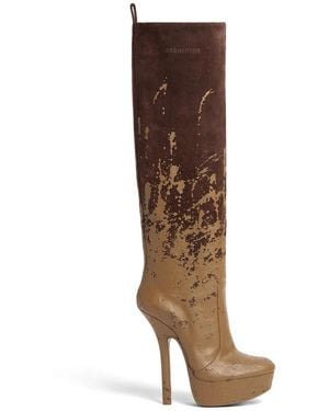DSquared² 120Mm Painterly-Print Leather Boots - Brown