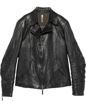 Layer Zero Zip-Up Leather Jacket - Black