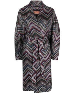 Missoni Cappotto A Zigzag Con Paillettes - Grigio