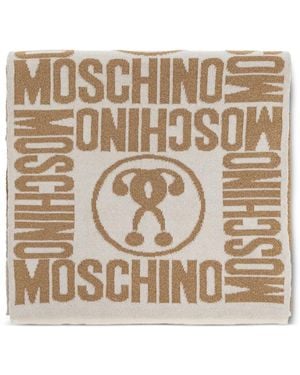 Moschino Logo-Patterned Teddy-Bear Scarf - Natural