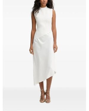 Hervé Léger Esme Mock-Neck Asymmetric Midi Dress - White