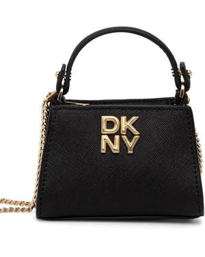 DKNY Micro Foster Logo-Plaque Chain-Link Mini Bag - Black