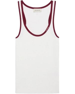 Calvin Klein Ribbed Contrast-Trim Tank Top - White