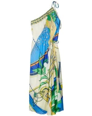 Tory Burch Printed One-Shoulder Dress - Blue