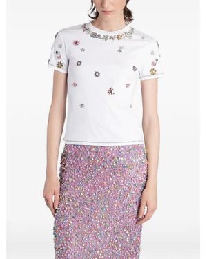 Costarellos Lonnie Floral-Embellished T-Shirt - White