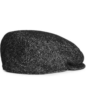 Dolce & Gabbana Casquette Plate En Laine À Motif Chevrons - Black