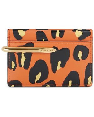 Givenchy Pinch Kartenetui Aus Leder Mit Leopardenprint - Orange