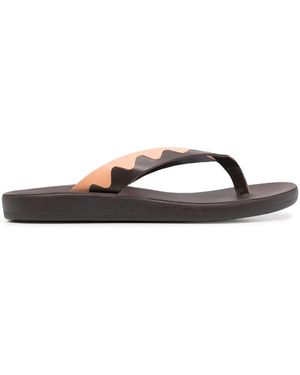 Ancient Greek Sandals Ammos Two-Tone Leather Flip-Flops - Brown