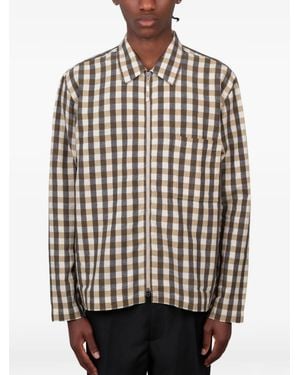Universal Works Check-Pattern Zip-Up Shirt - Grey