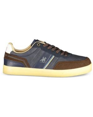 U.S. Grand Panelled Lace-Up Perforated Trainers - Blue