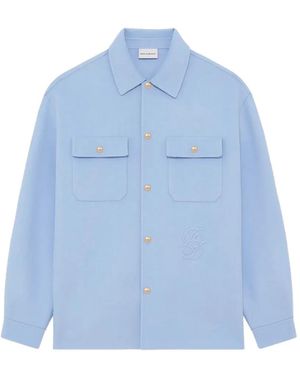 Drole de Monsieur Button Chest-Pocket Shirt Jacket - Blue