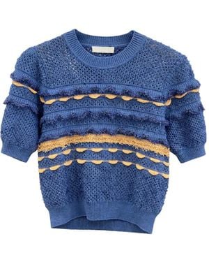 Ulla Johnson Knitted Short-Sleeve Top - Blue