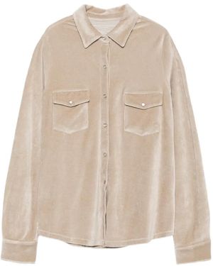 Majestic Filatures Velvet-Effect Chest-Pockets Shirt - Natural