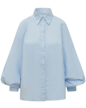 SOSUE Bishop-Sleeve Blouse - Blue