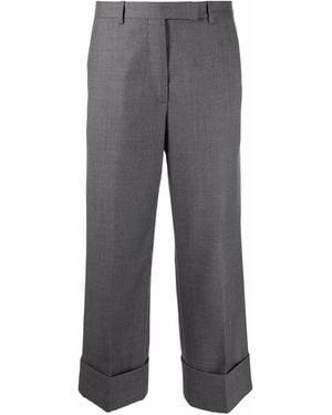 Thom Browne Cuffed-Hem Cropped Trousers - Grey