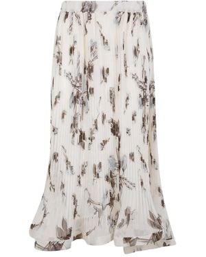 P.A.R.O.S.H. Falda con motivo floral y pliegues - Blanco