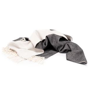 Twinset Logo-Intarsia Fringed Scarf - Black
