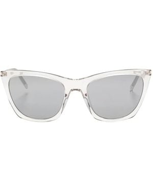 Saint Laurent Mica Thin Cat-Eye Sunglasses - White