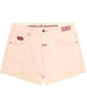 Aape By A Bathing Ape Shorts Con Bordi Sfrangiati E Applicazione - Rosa