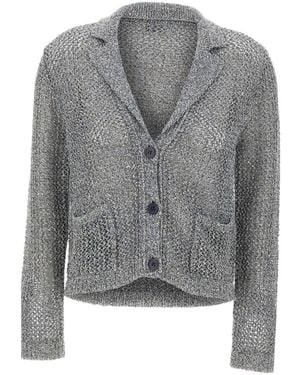 Kangra Openwork Button Cardigan - Gray