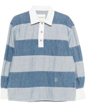 Closed Striped Polo Top - Blue