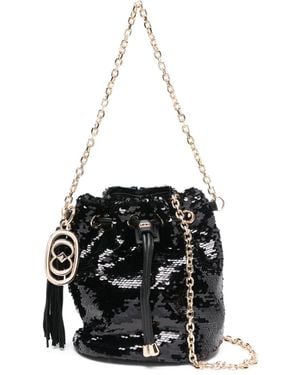 La Carrie Night Edition sequined bucket bag - Schwarz