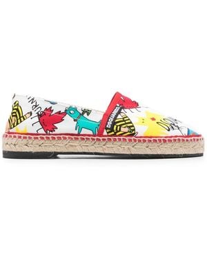 DSquared² Maple-Leaf Logo-Print Espadrilles - White