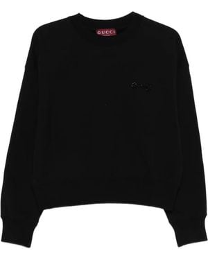 Gucci Logo Cropped Knitwear - Black
