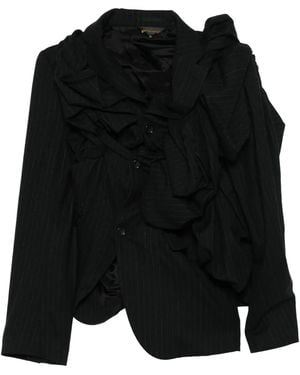 Comme des Garçons Ruffled Pinstripe Blazer - Black