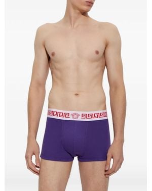 Versace Ribbed Cotton-Jersey Trunks - Blue