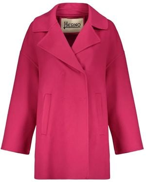 Herno Wide-Collar Double-Breasted Coat - Pink