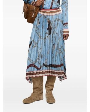 Acne Studios Midi-Plooirok Met Kettingprint - Blauw