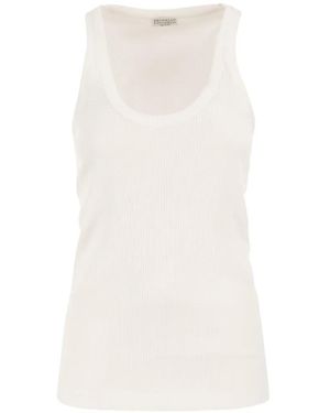 Brunello Cucinelli Ribbed Tank Top - White