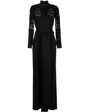 Elie Saab Guipure-Lace High-Neck Jumpsuit - Black