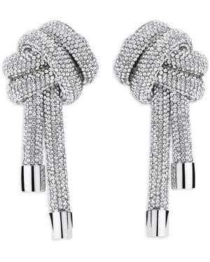 Area Crystal Knot Earrings - Metallic