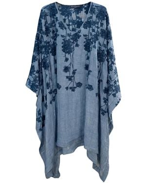 Ermanno Scervino Leinen-Kaftan Mit Blumenstickerei - Blau