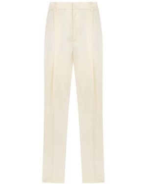 Vince Pantalones Rectos Con Pinzas - Blanco