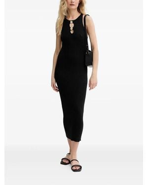 Sessun Ribbed Button-Detail Midi Dress - Black