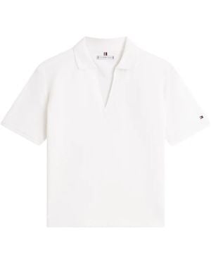 Tommy Hilfiger V-Neck Short-Sleeve Polo Shirt - White