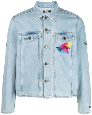 Msftsrep Logo-Print Denim Jacket - Blue