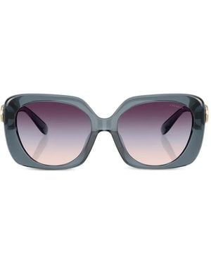 COACH Logo-Plaque Square-Frame Sunglasses - Purple