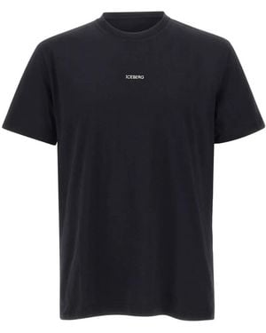 Iceberg Logo-Embroidered T-Shirt - Black